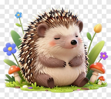 Cute Hedgehog In Spring Garden PNG