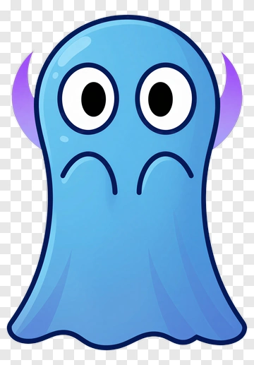 Sad Blue Ghost With Purple Horns PNG