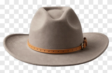 Gray Felt Hat With Brown Leather Band PNG