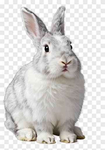 Gray And White Rabbit Sitting PNG