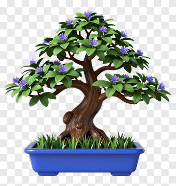 Bonsai Tree With Purple Flowers PNG