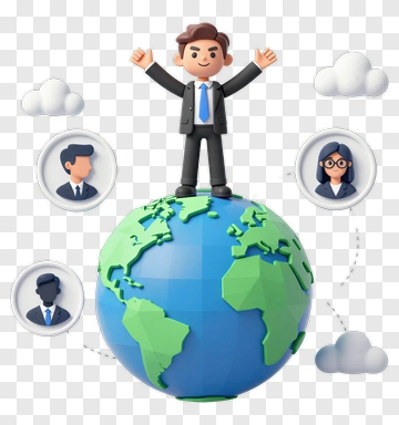 Businessman Standing On Globe PNG