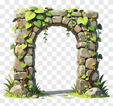 Stone Arch Covered In Green Vines PNG