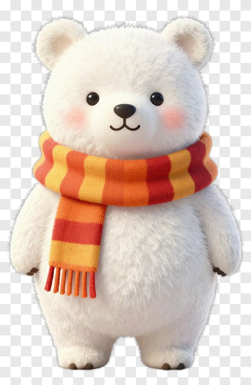 Cute Cartoon Polar Bear Wearing Scarf PNG