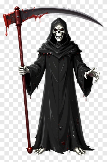 Death Reaper With Bloodied Sickle PNG