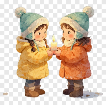 Two Girls Sharing A Candle In Winter PNG