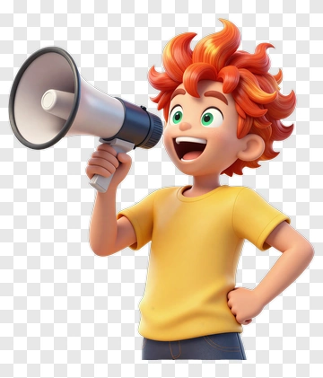 Boy Holding Megaphone PNG