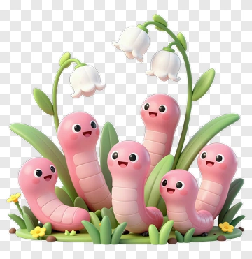 Pink Caterpillars With Bellflowers PNG