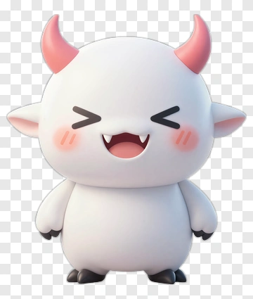 Cute Devil Character With Pink Horns PNG