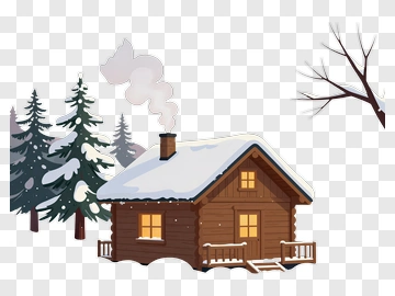Cozy Log Cabin In Winter PNG