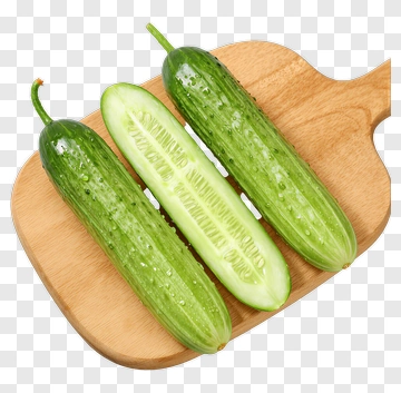 Fresh Cucumbers On Wooden Board PNG