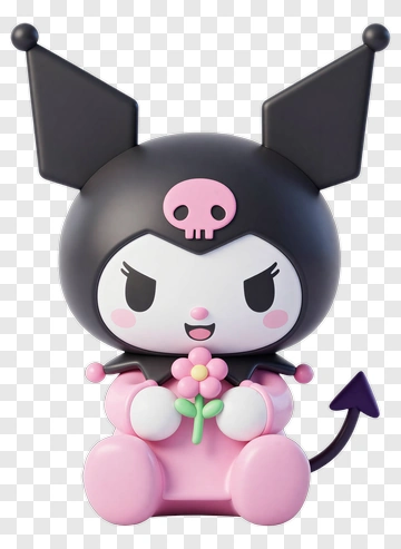 Kuromi Holding A Flower PNG