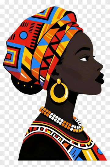African Woman In Vibrant Headwrap PNG
