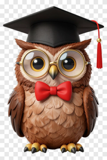 Cute Owl Wearing Graduation Cap PNG