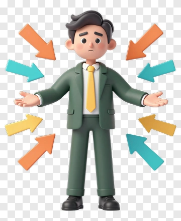 Man Facing Multiple Choices PNG