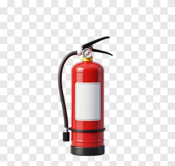 Red Fire Extinguisher With Label PNG