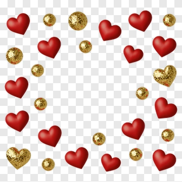 Red And Gold Hearts And Spheres PNG