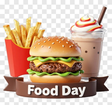 Food Day Burger Set PNG