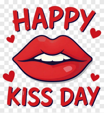 Happy Kiss Day Lips Design PNG