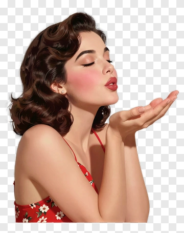Woman Blowing A Kiss PNG