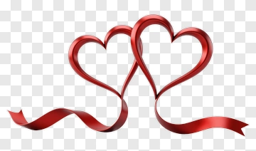 Two Hearts Made Of Red Ribbon PNG