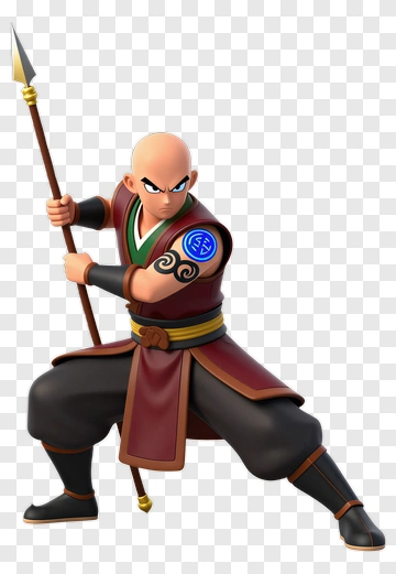 Ninja With Spear In Combat Stance PNG