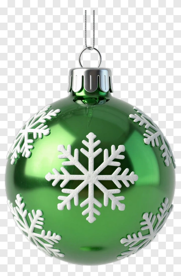 Green Christmas Ornament With Snowflakes PNG
