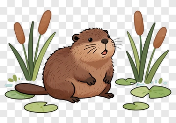 Beaver In The Pond PNG