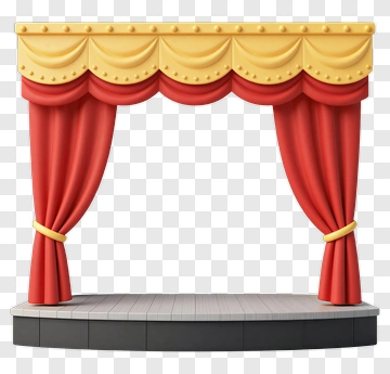 Theater Curtain With Red And Yellow Drapes PNG