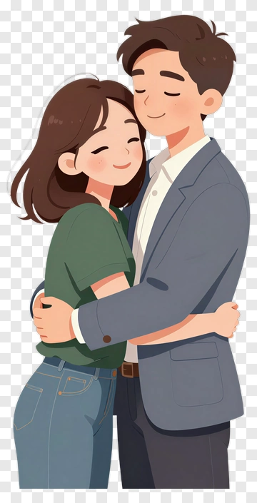 Romantic Couple Hugging PNG