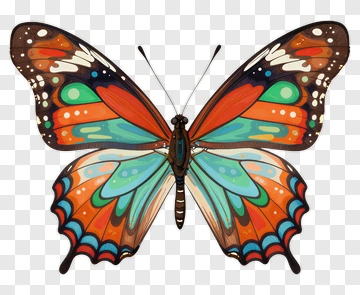 Colorful Butterfly With Patterned Wings PNG