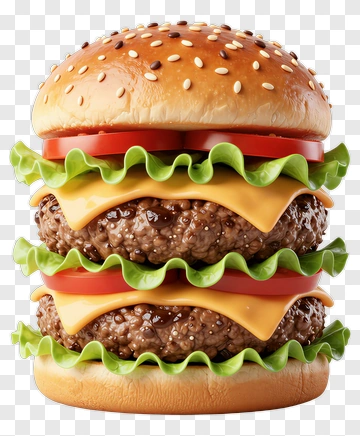 Double Cheeseburger With Sesame Bun PNG