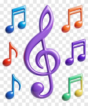 Colorful Musical Notes And Treble Clef PNG