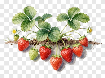 Strawberry Plant With Red And Green Berries PNG