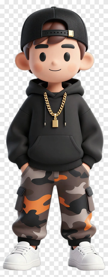 Cool Cartoon Boy In Streetwear PNG