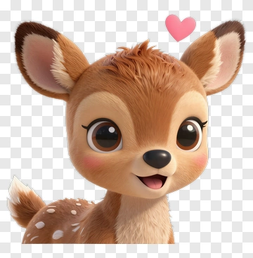 Cute Fawn With Pink Heart PNG
