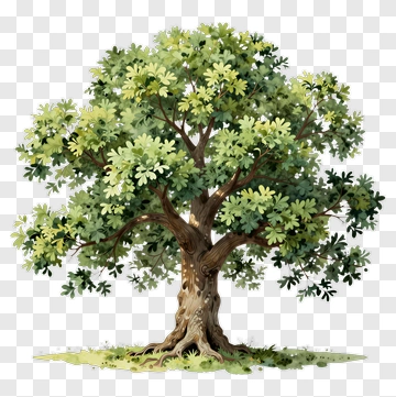 Watercolor Tree With Dense Canopy PNG