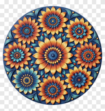 Colorful Floral Mandala Pattern PNG