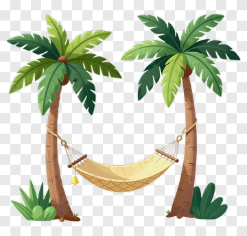 Hammock Between Palm Trees PNG