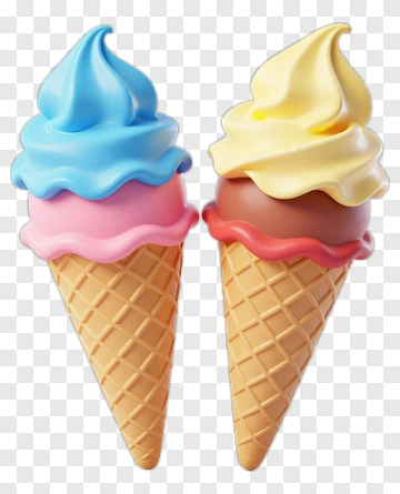 Two Colorful Ice Cream Cones PNG