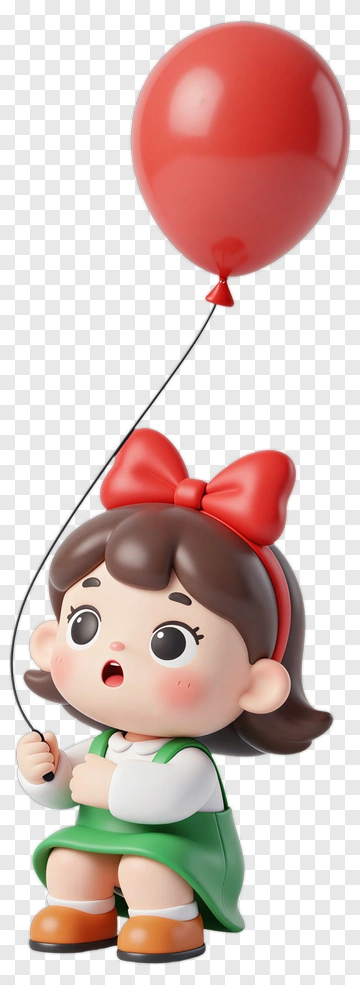Girl Holding Red Balloon PNG