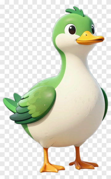 Cute Green Duck Character PNG