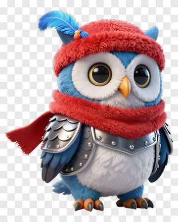Cute Cartoon Owl Wearing Red Hat And Scarf PNG