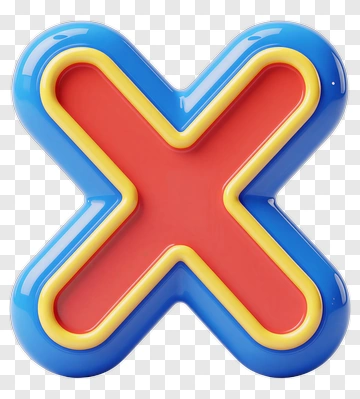 3D X Symbol With Red Blue And Yellow PNG