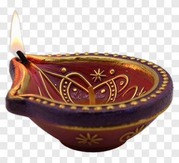 Red And Purple Diya With Flame PNG
