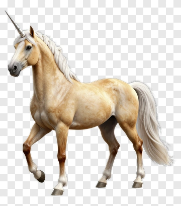 Beige Unicorn With White Mane PNG