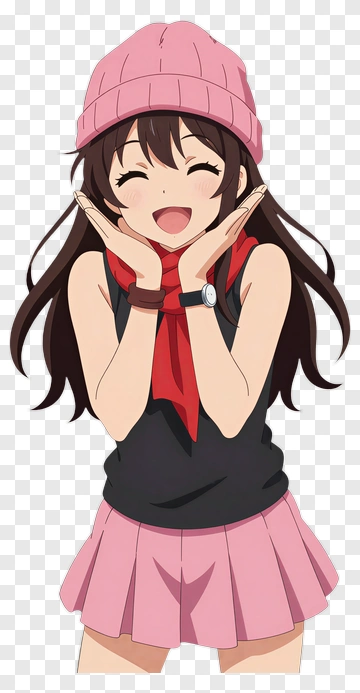 Happy Anime Girl In Pink Outfit PNG