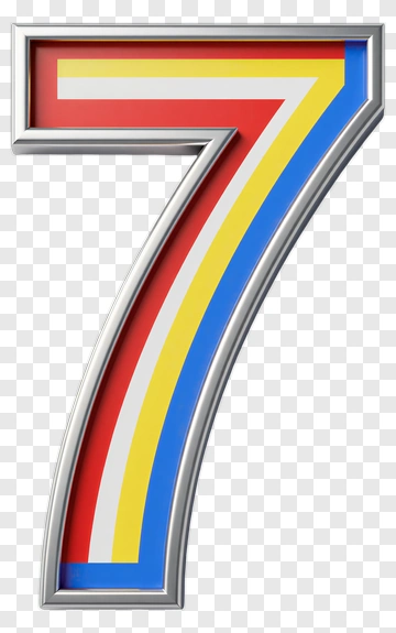 Number Seven With Rainbow Stripes PNG
