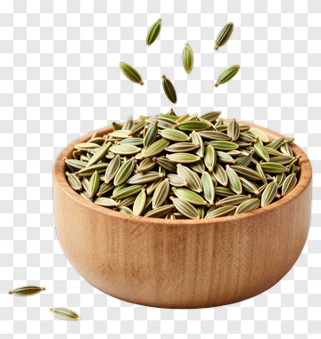 Cumin Seeds In Wooden Bowl PNG