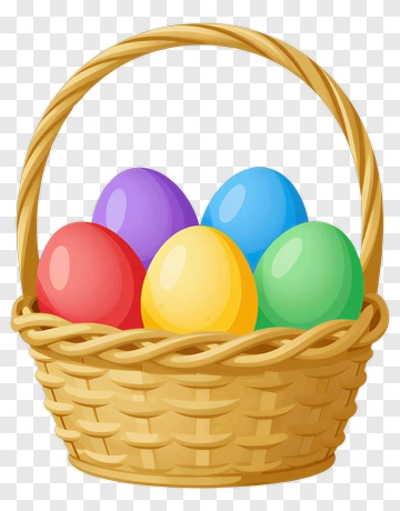 Easter Basket With Colorful Eggs PNG
